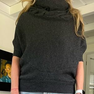 Vince short sleeve sweater with warm funnel turtleneck